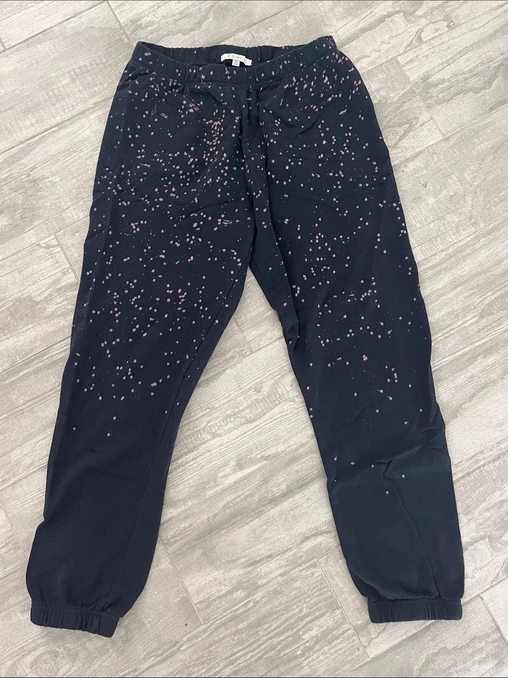 Z Supply Black Jogger Sweatpants with Pink Speckle Print